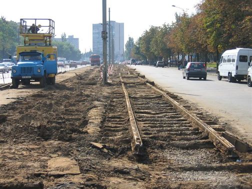 Київ, 2004 рік. Демонтаж трамвайних рейок на пр.Гагаріна