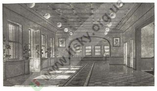 Фото школи ДВРЗ, 1936 р.: проект актового залу, будівля школи 