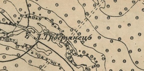 Хутір Тростянецький на карті 1918 року