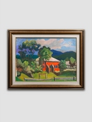 Роман Сельський (1903-1990). «Краєвид з червоним будинком», 1976, папір, олія